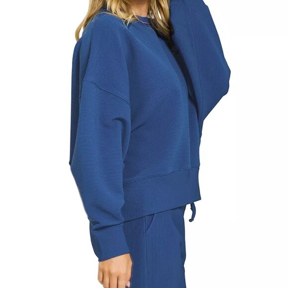 Zenana Ribbed Round Neck Pullover and Shorts Set - Picture 2 of 3